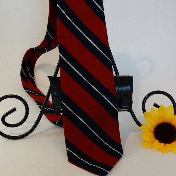 Bert Pulitzer All Repp Silk Tie Red Blue White Striped 58" x 3" - Picture 1 of 5